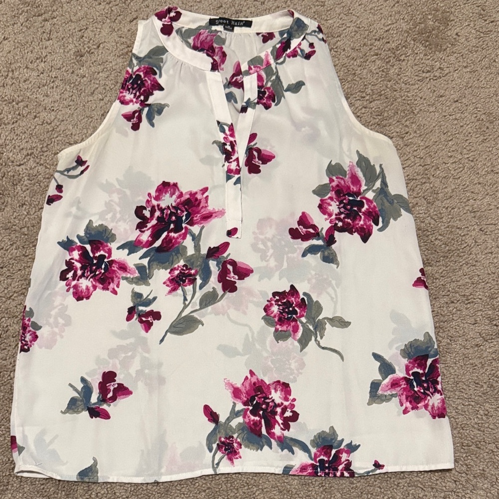 Sweet Rain Floral Blouse - Pink and Gray